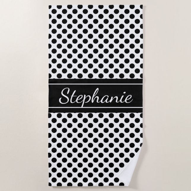 Toalla De Playa Lunar blanco y negro personalizado (Anverso)
