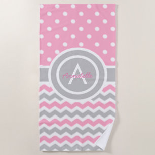Toalla De Playa Lunar gris rosado Chevron