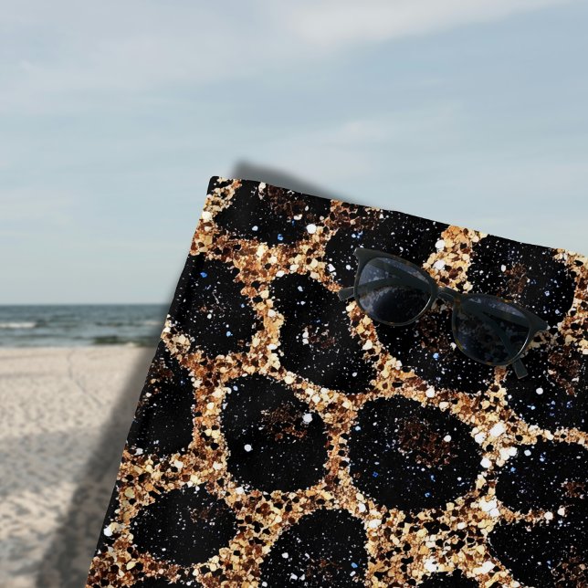 Toalla De Playa Luxury Glitter Gold Brown Black Leopard Pattern (Subido por el creador)