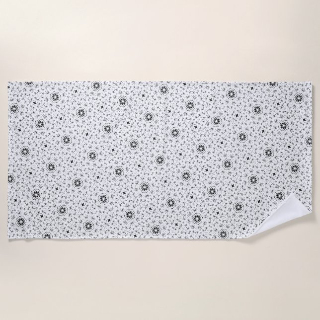 Toalla De Playa Maacah001 Doodle abstracto de B&W (Anverso)