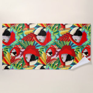 Toalla De Playa Macao Parrot Paper Craft