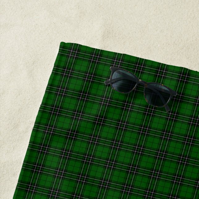 Toalla De Playa MacLean Tartan Green y Black Plaid (In situ)