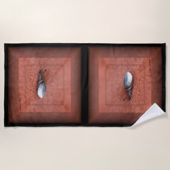 Toalla De Playa Macro Photograph of Snail on Terracotta (Anverso)