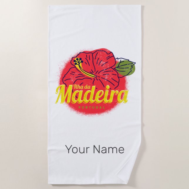Toalla De Playa Madeira Hibiscus Flower Island Portugal Souvenir (Anverso)