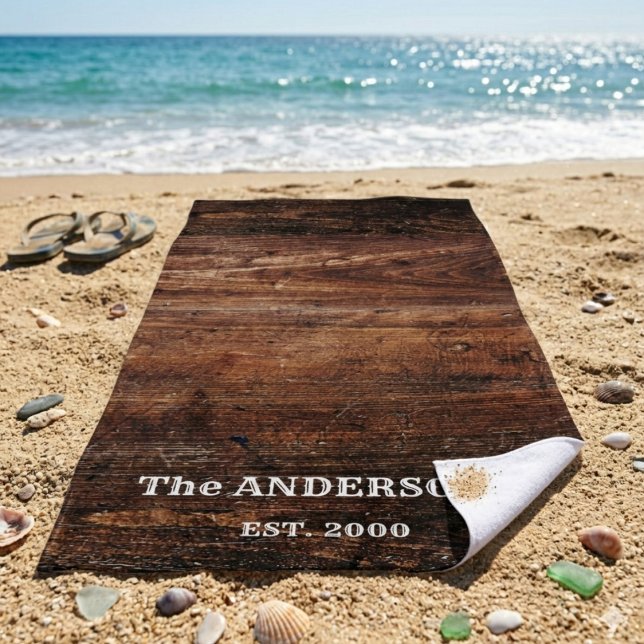 Toalla De Playa Madera Rústica Rayada Personalizada  (Subido por el creador)