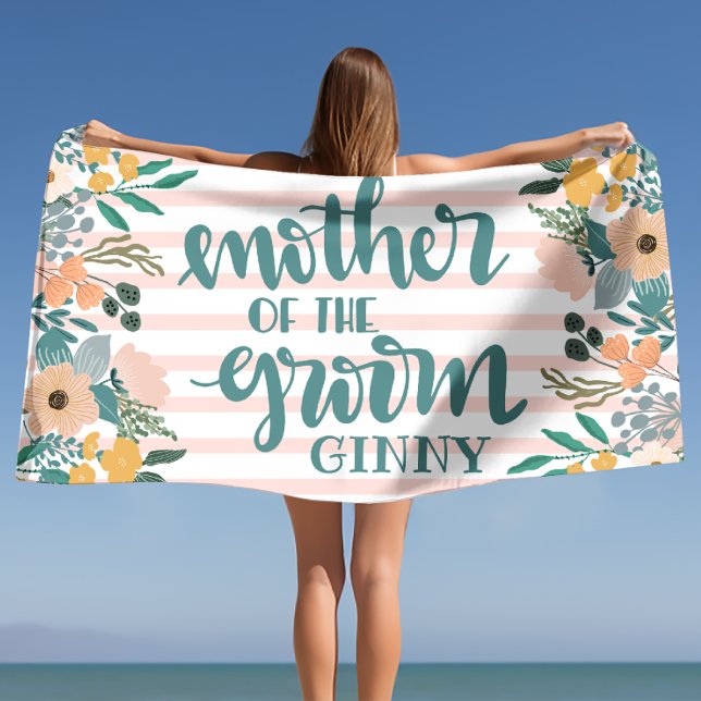 Toalla De Playa Madre de la Novia Despedida de Soltera Personaliza (Mother of the Groom Bachelorette Personalized Beach Towel)