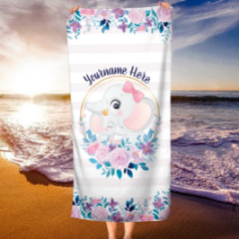 Toalla De Playa Madre e hijo Elefante Rosa Flor Rubor
