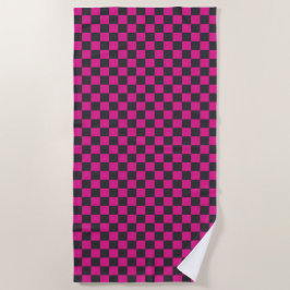 Toalla De Playa Magenta and smoke checkerboard pattern
