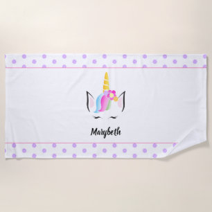Toalla De Playa Mágico Unicornio de Flor Colorida Lindo Personaliz