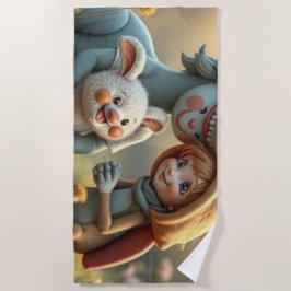 Toalla De Playa „Magische Freunde im Blütenland“