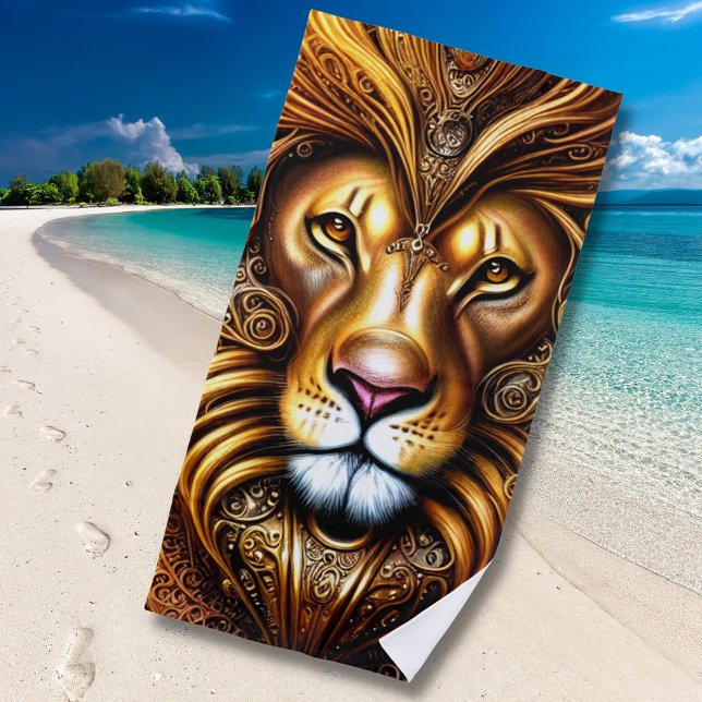 Toalla De Playa Magnífico León Dorado (Subido por el creador)