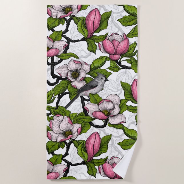 Toalla De Playa Magnolia floreciente (Anverso)