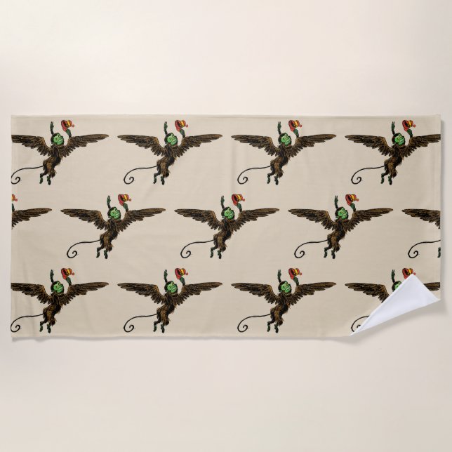 Toalla De Playa Mago de las cosechas de oro, mono volador malvado (Anverso)