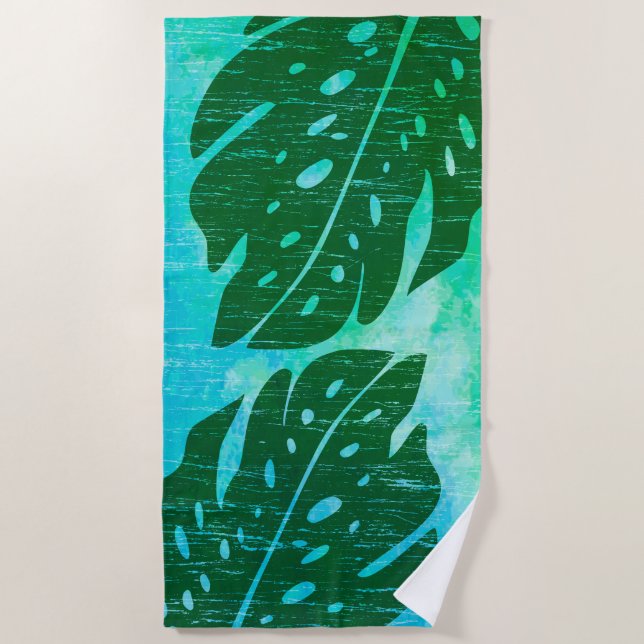 Toalla De Playa Maikai Hawaiian Monstera Leaf Tie-Dye Blend Green (Anverso)