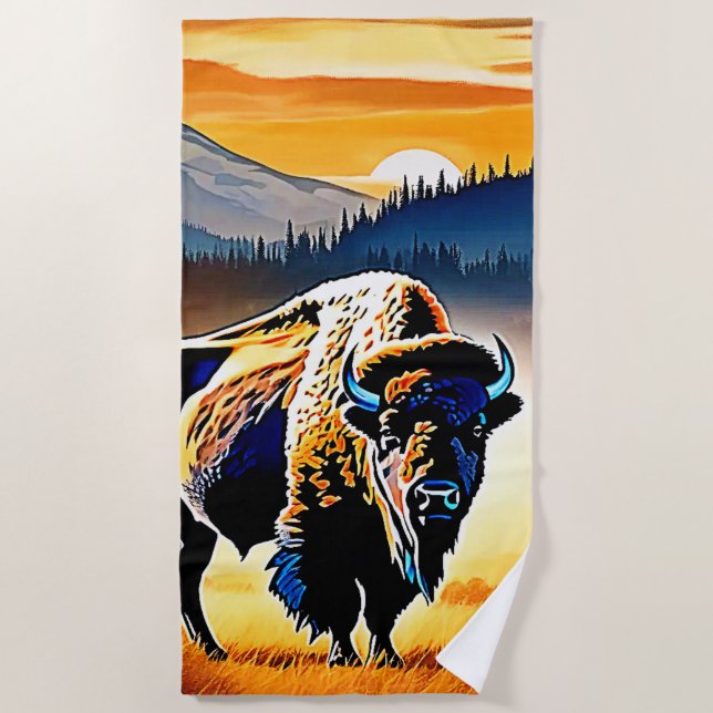 Toalla De Playa Majestic Bison Sunset (Anverso)