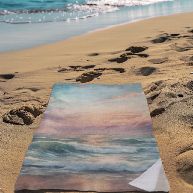 Toalla De Playa Majestic Ocean Sunset Waves Acuarela Costa (Subido por el creador)