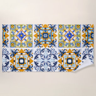 Toalla De Playa Majolica ,lemons,Sicilian tiles