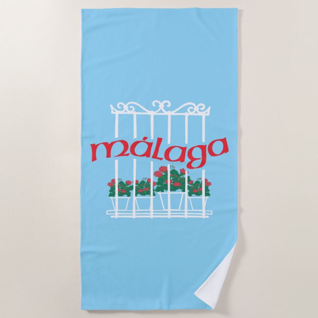 Toalla De Playa Malaga, window with flowers (Anverso)