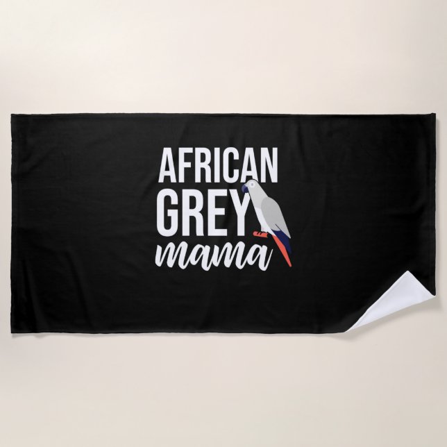 Toalla De Playa Mamá del loro gris africano (Anverso)
