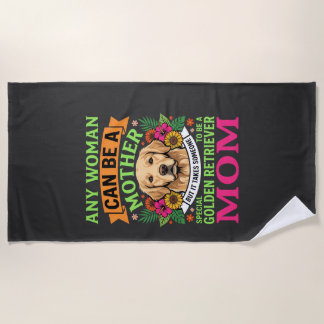 Toalla De Playa Mamá Golden Retriever Amante de Perros Florales