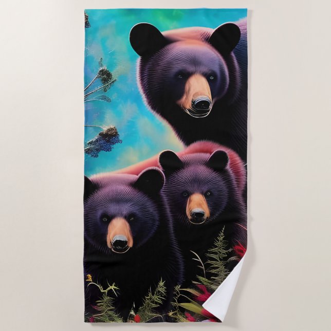 Toalla De Playa Mami Bear y Cubs (Anverso)