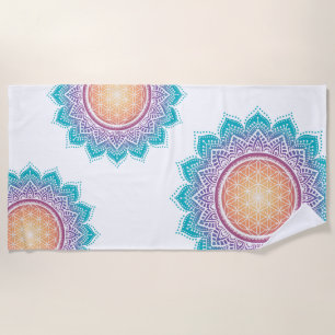 Toalla De Playa Mandala Flor de vida sol