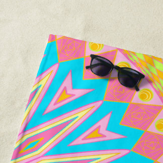 Toalla De Playa Mándala superpuesto rosa azul amarillo menta púrpu
