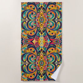 Toalla De Playa Mandalas Sinfonía de Color – Floral Psicodélico Au