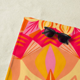 Toalla De Playa Mandalas superpuestos naranja rosa amarillo