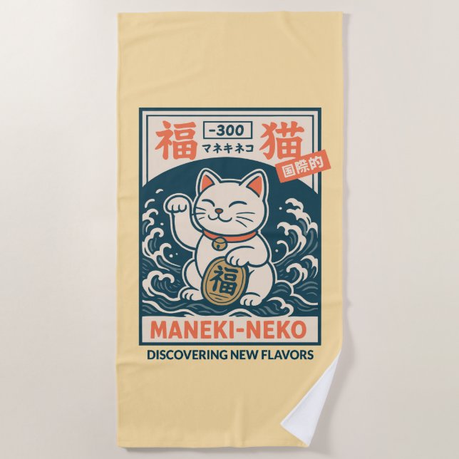 Toalla De Playa Maneki-Neko (Anverso)