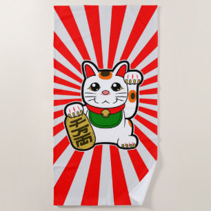 Toalla De Playa Maneki Neko: Gato afortunado japonés