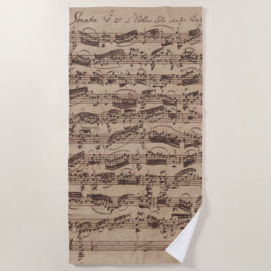 Toalla De Playa Manuscrito de la barra de música de hojas antiguas