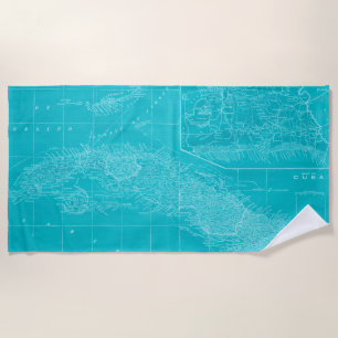 Toalla De Playa Mapa azul de Cuba