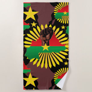 Toalla De Playa Mapa de Burkina, bandera y puño de la revolución