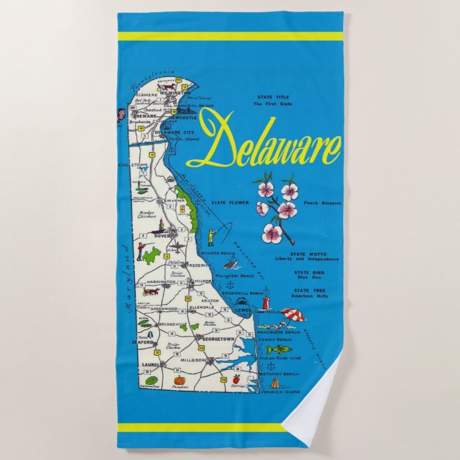 Toalla De Playa Mapa de Delaware (Anverso)