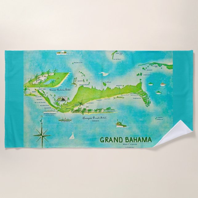 Toalla De Playa Mapa de Gran Bahama (Anverso)