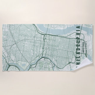 Toalla De Playa Mapa de la ciudad de Filadelfia EE. UU. Diseño min