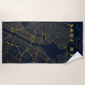 Toalla De Playa Mapa de la ciudad de Nueva York diseño minimalista