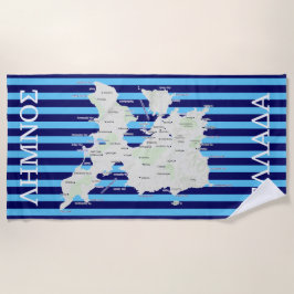 Toalla De Playa Mapa de Lemnos en griego