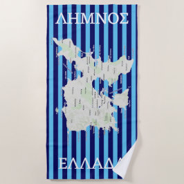 Toalla De Playa Mapa de Lemnos en griego