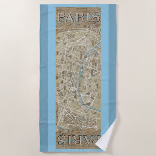 Toalla De Playa Mapa de París antiguo Francia El Sena
