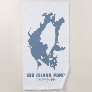 Toalla De Playa Mapa de silueta del lago Big Island Pond New Hamps