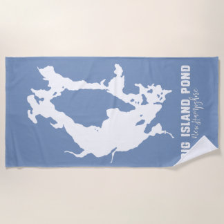Toalla De Playa Mapa de silueta del lago Big Island Pond New Hamps