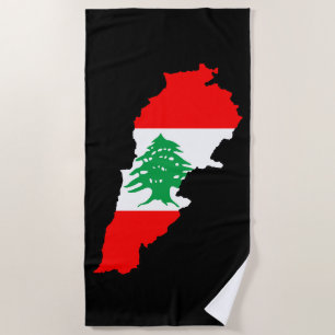 Toalla De Playa Mapa del Líbano con imán de piedra con bandera