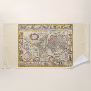 Toalla De Playa Mapa del mundo medieval (por Willem Blaeu)