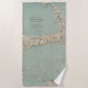 Toalla De Playa Mapa del vintage de Cape Cod (1917)