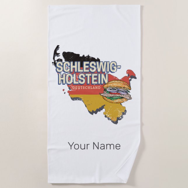 Toalla De Playa Mapa federal de Alemania de Schleswig-Holstein (Anverso)