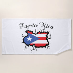 Toalla De Playa Mapa mínimo de Puerto Rico Bandera nacional