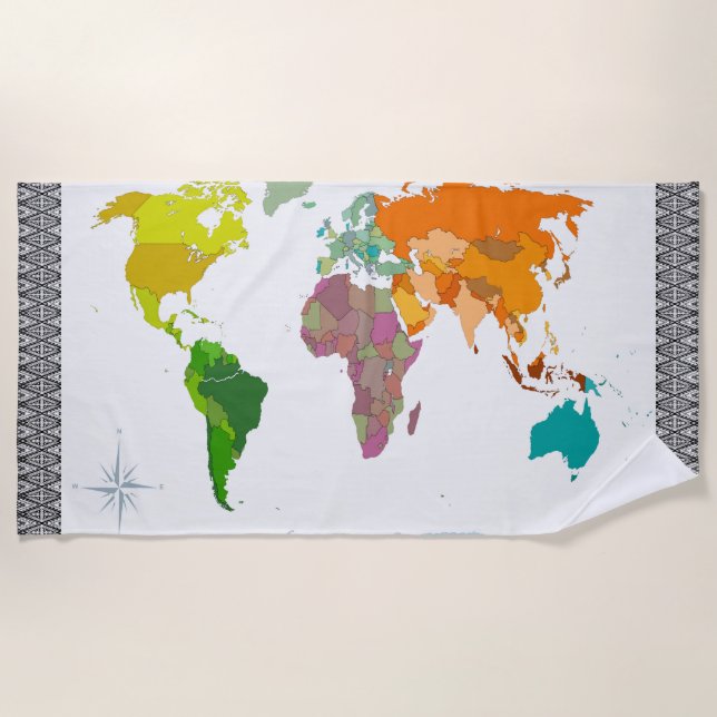 Toalla De Playa Mapa Mundial  (Anverso)