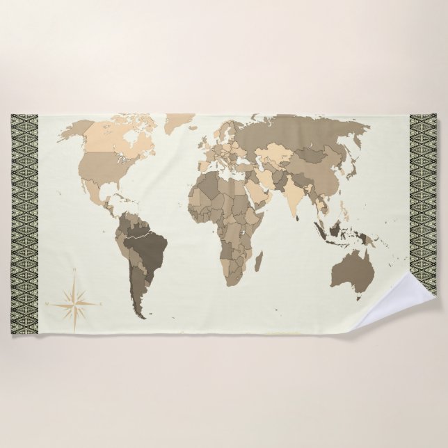 Toalla De Playa Mapa Mundial  (Anverso)
